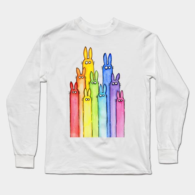 Rainbow of Bunnies Long Sleeve T-Shirt by Olechka